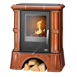 Kachlová kamna ABX Bavaria s výměníkem, kachlový sokl kaštan